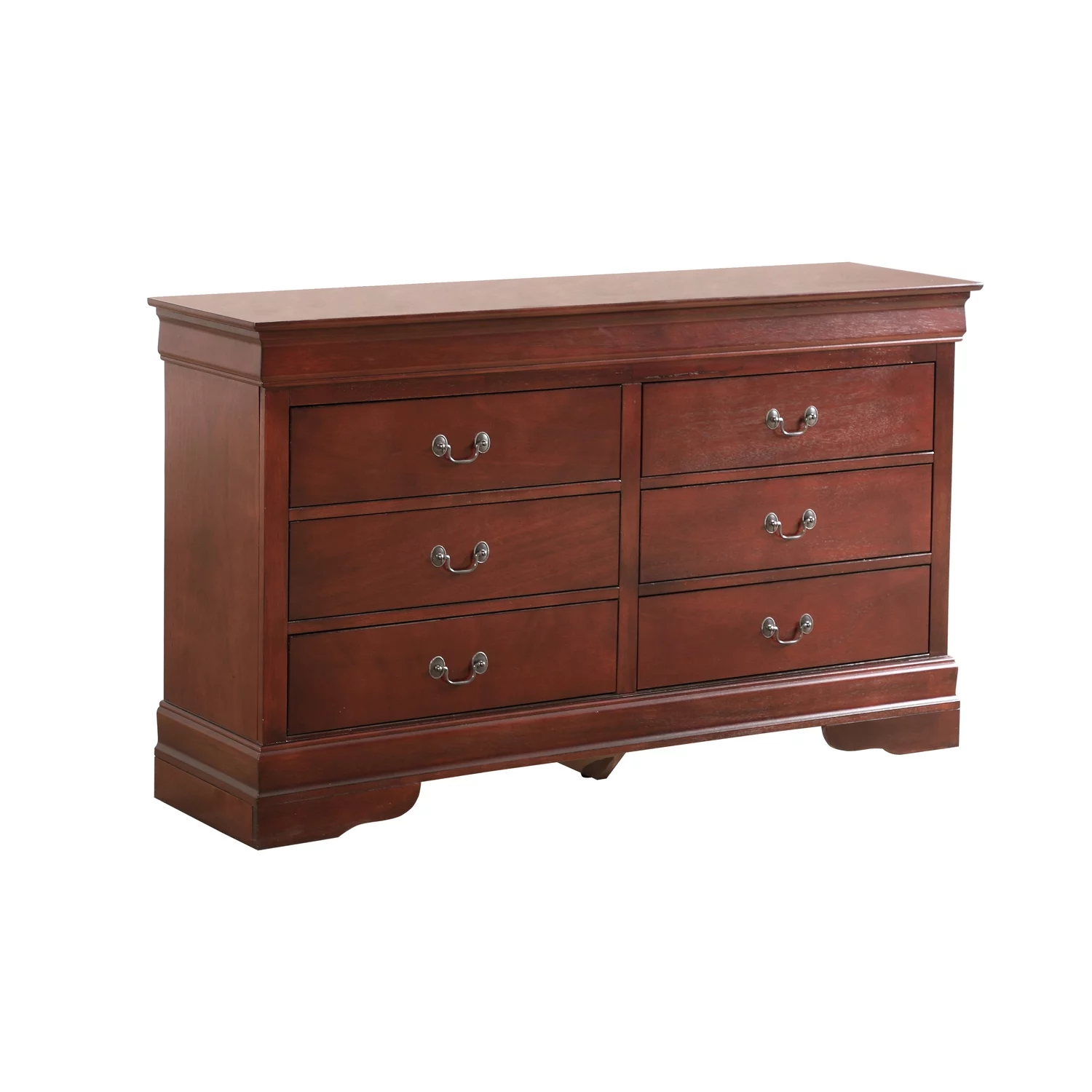 Glory Furniture Louis Phillipe 6 Drawer Dresser in Cherry