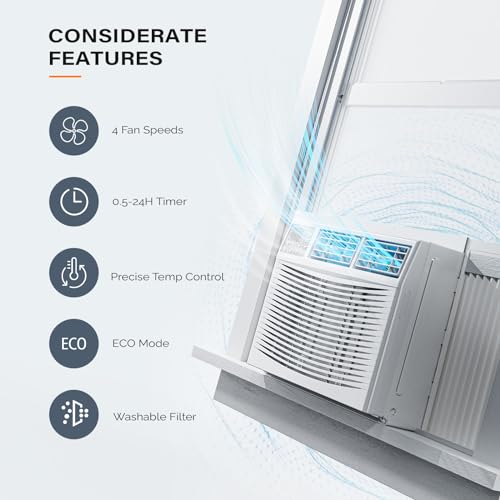 ROVSUN Window Air Conditioner with Heat, Window AC Unit & Heater Combo with APP & Voice Smart Control & Timer Function