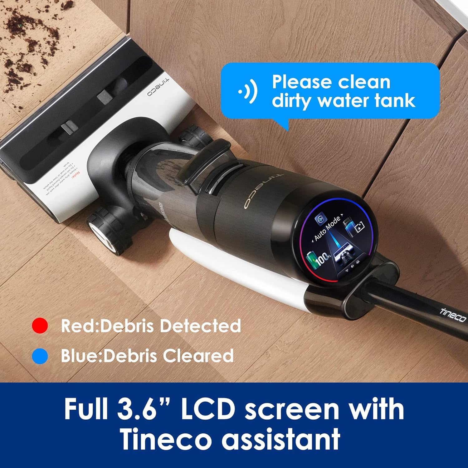 Tineco Floor ONE S7 PRO Smart Cordless Floor Cleaner, Wet Dry Vacuum Cleaner A11 Pet Cordless Stick Vacuum Cleaner, Lightweight with Anti-Tangle Brush