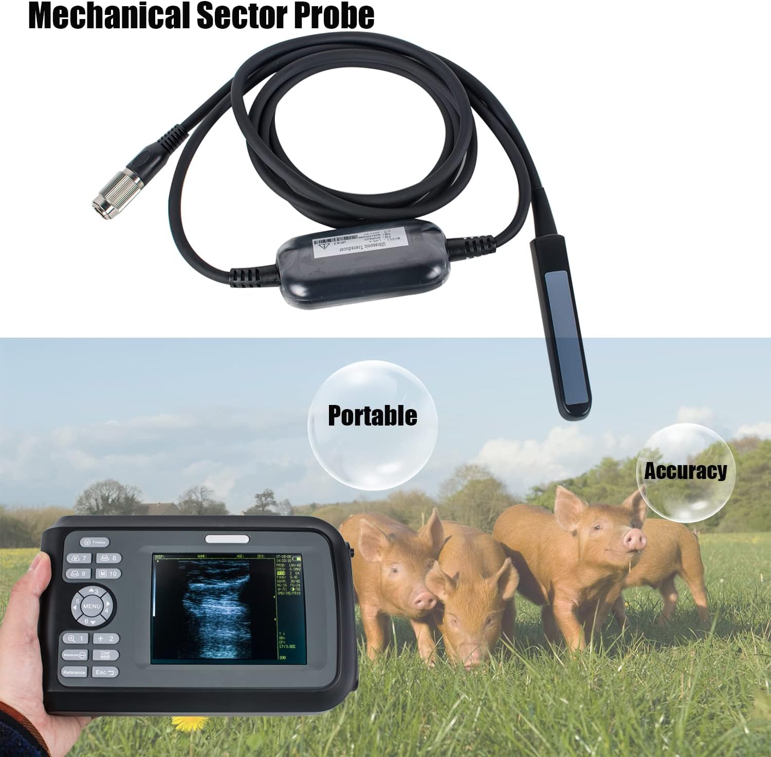 meadowmaze Veterinary Portable Ul-tra-Sound Scanner Pregnancy Digital Handhold Vet Ultra Sound Machine V8 with 4.0MHz Rectal Convex Pro-be for Puppies, Cat and Pig, Goat