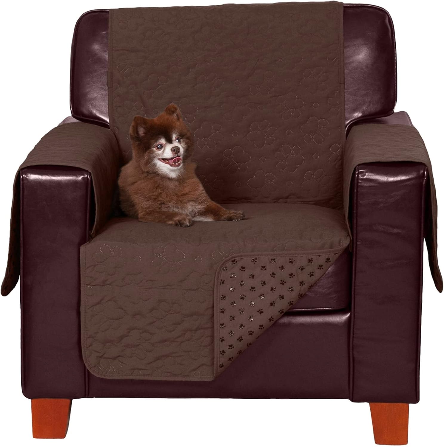 Furhaven Furniture Cover for Dogs and Cats - Water-Resistant Reversible Two-Tone Living Room Furniture Protector, Washable, Espresso and Clay, X-Large Sofa