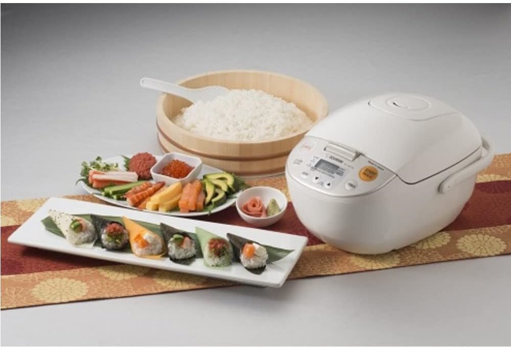 Zojirushi NL-AAC10 Micom Rice Cooker and Warmer (5.5-Cup/Beige) with Rice Washing Bowl/Drainer and Silicone Spoon Spatula Bundle (3 Items)