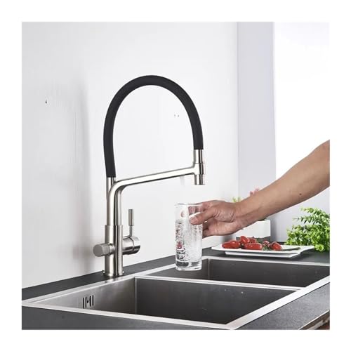 Kitchen Filter Faucet Pull Down Kitchen Faucet Dual Spout Filter Faucet Mixer 360 Degree Rotation Water Purification Feature Tap,Faucet for Kitchen