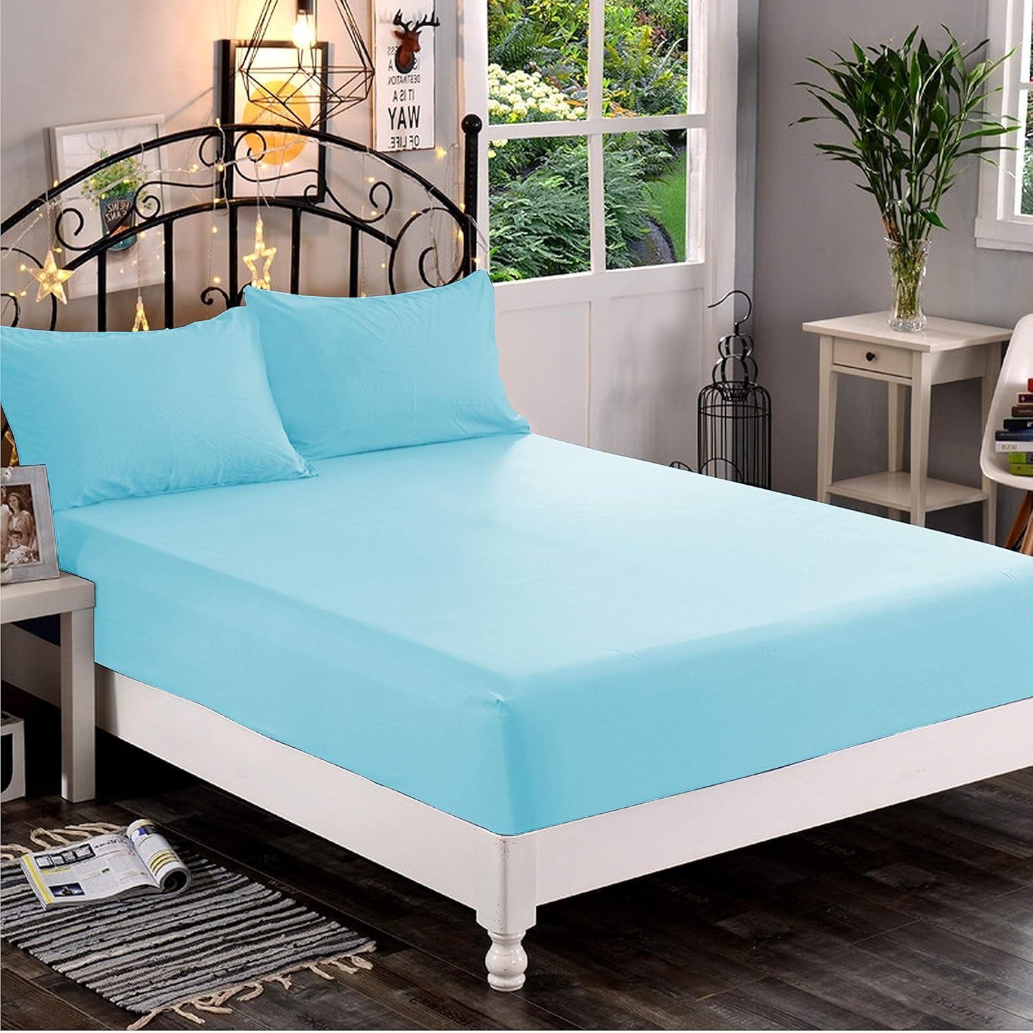 KBC linen 12 - 16 Extra Deep Pocket Fitted Sheet for High Mattress -Luxury Super Soft Silky Satin Fitted/Bottom Sheet - Wrinkle Free Bed Sheet - Easy Care - (Queen, Hot Pink)