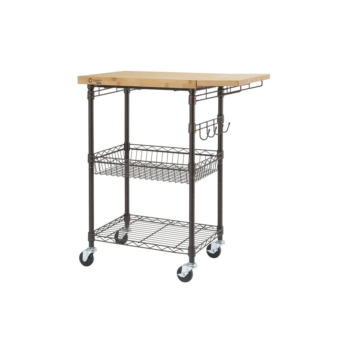 Trinity Pro Bamboo Kitchen Cart in Bronze Anthracite - Brown - Wood