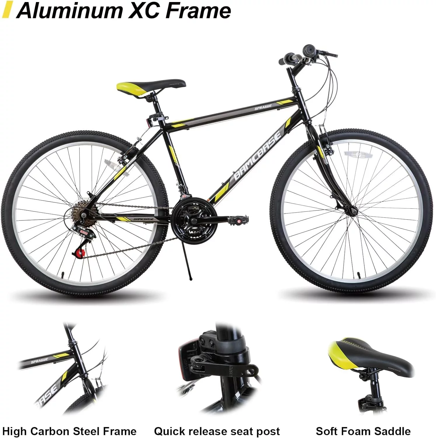 Hiland 24 26 inch Mountain Bike for Men Women, 21 Speeds MTB Bicycle for Adult Youth