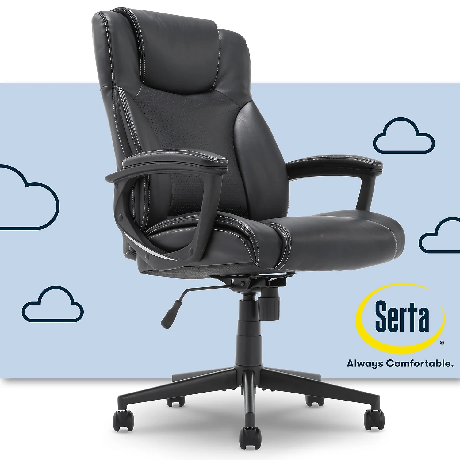 Serta Bonded Leather Executive Chair Black (CHR200097) 43672OSS