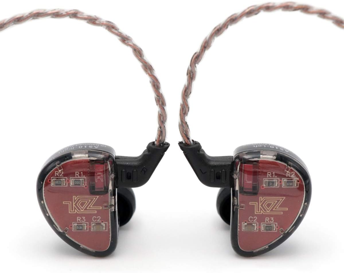 KZ AS10, LINSOUL 5BA HiFi Stereo in-Ear Earphone High Resolution Earbud Headphone with 0.75mm 2 pin Cable, Five Balanced Armature Drivers, Noise Cancelling (Without Mic, Black) Pack of 2