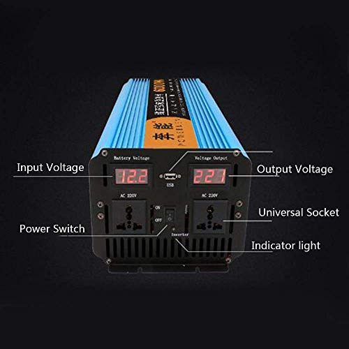 DC 12V 24V to AC 240V Voltage Converter, for Family Truck Car Pure Sine Wave Inverter, AC Socket and USB Interface