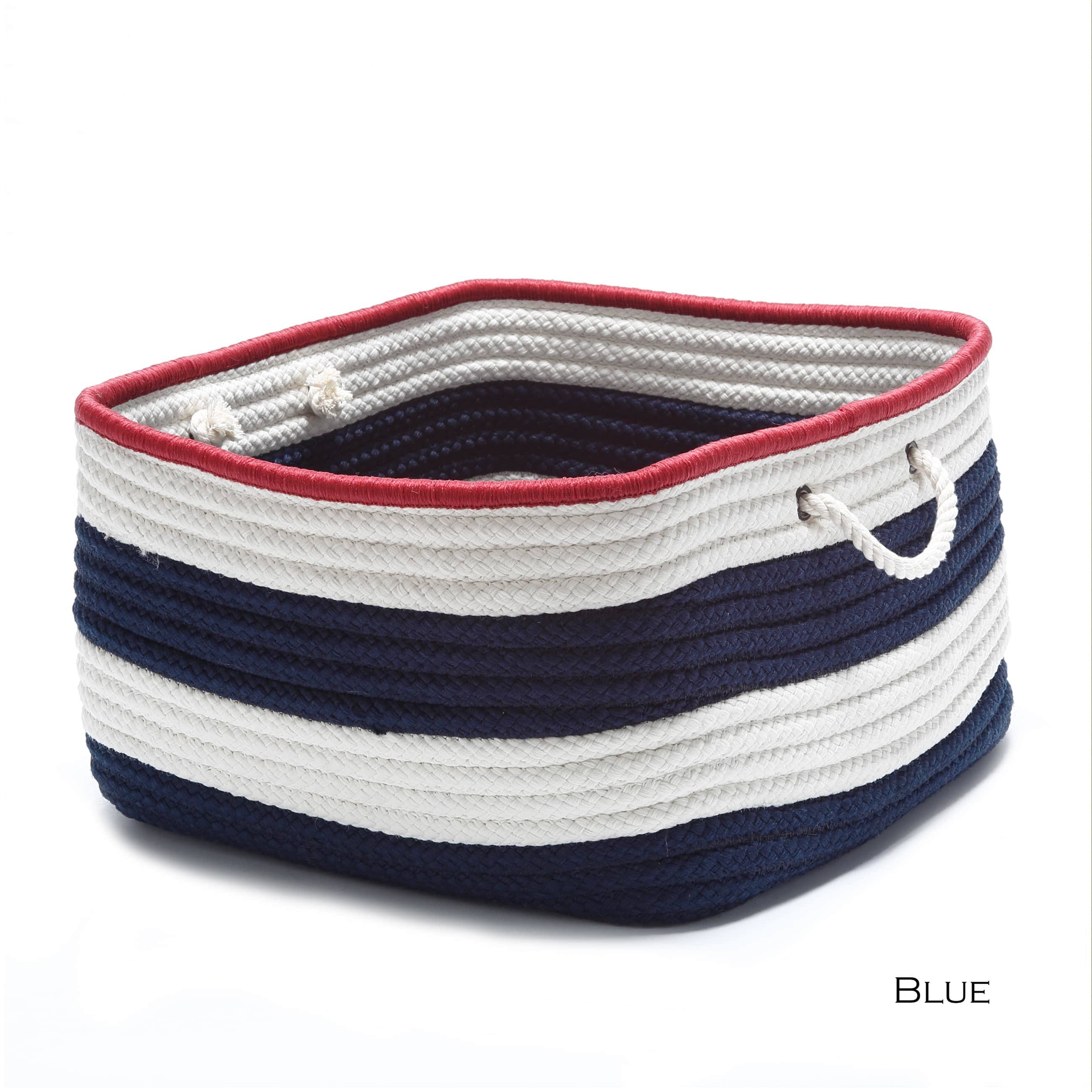 Colonial Mills American-stripe Red/White/Blue Polypropylene Large Rectangle Rope Handle Storage Basket