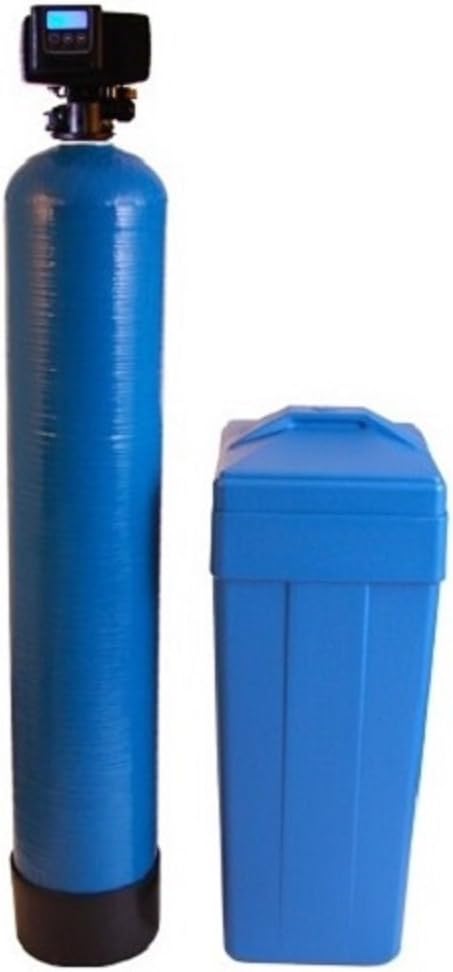 Fleck 5600 SXT Water Softener Ships Loaded With Resin In Tank For Easy Installation (64,000 Grains, Blue)