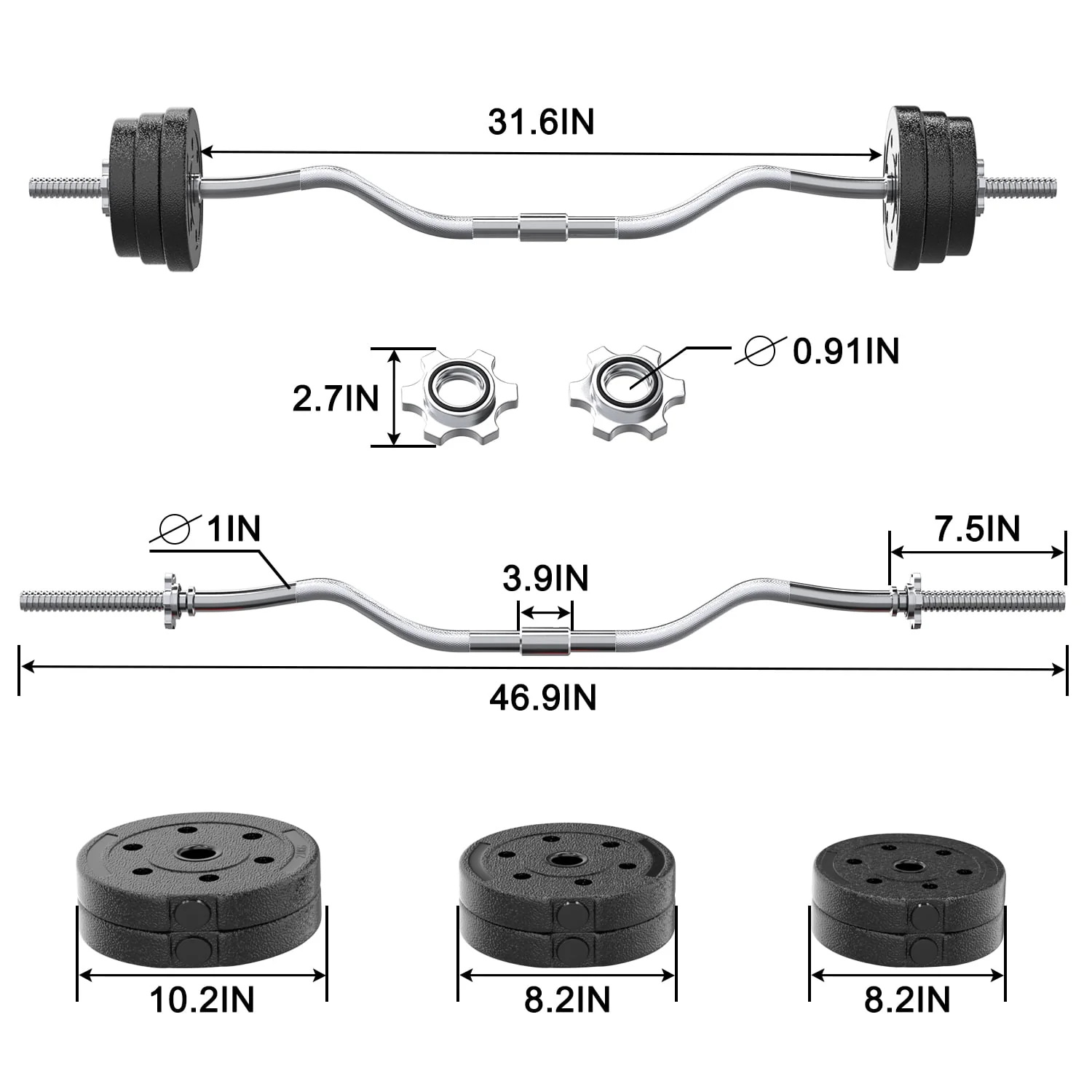 ARVAKOR 66LB 2 in 1 Adjustable Dumbbell Set with Connecting Rod, Lifting Dumbbells Used as Barbell for Whole Body Workouts, Black
