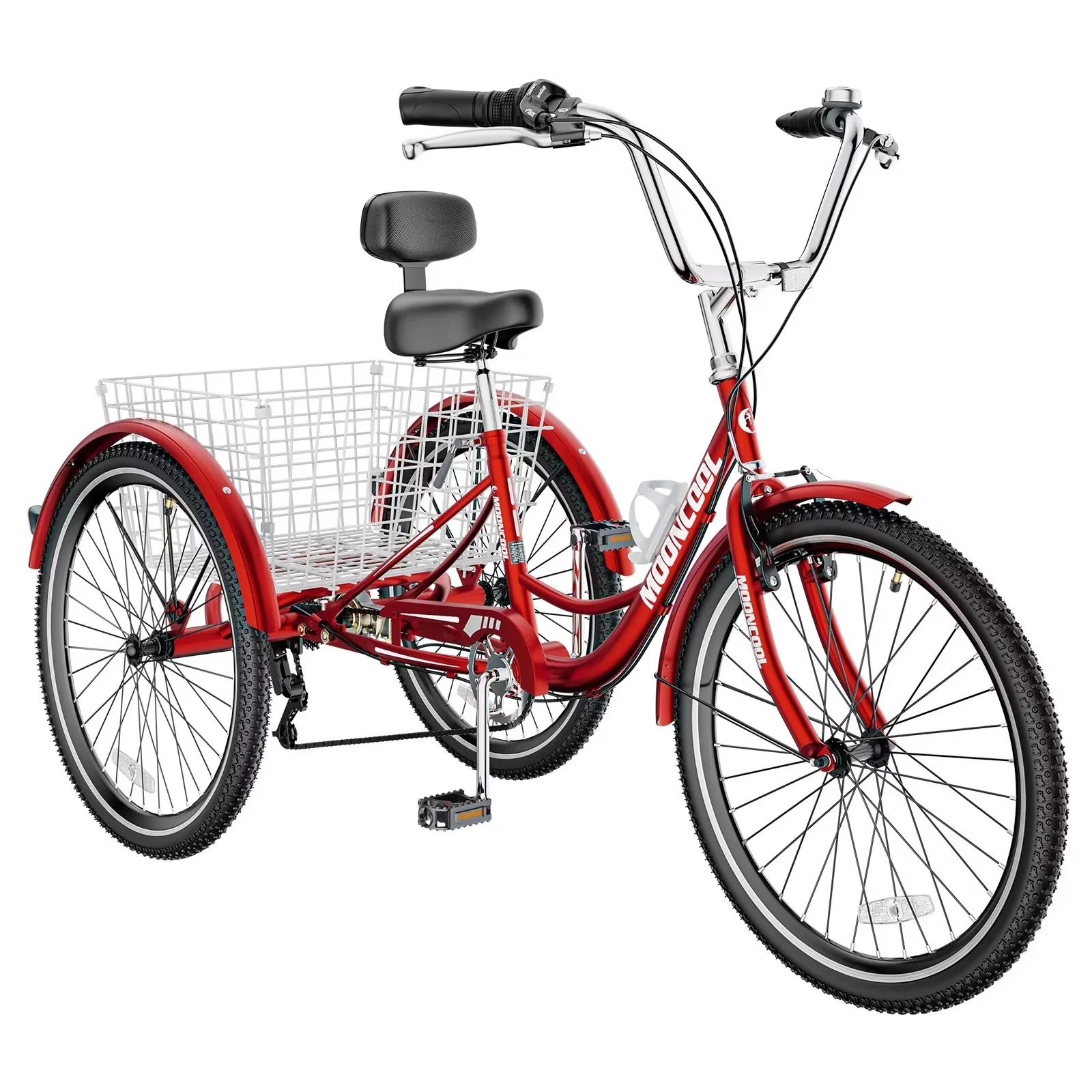 MOPHOTO Adult Tricycles 3 Wheel 7 Speed Trikes, 20/24/26 inch with Big Basket for Shopping, Picnics Exercise Men's Women's Senior's Trike