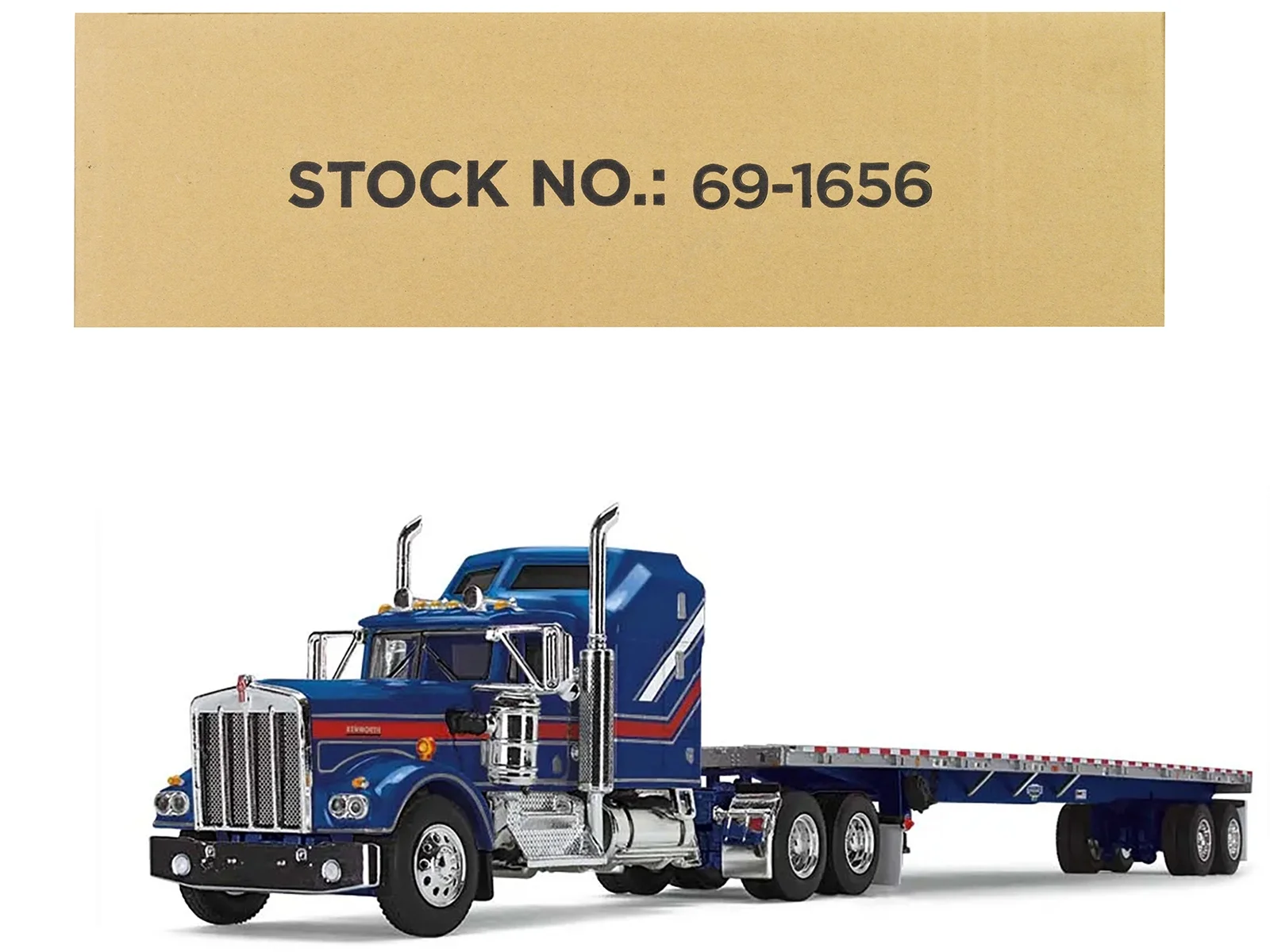 Kenworth W900A with Aerodyne Sleeper and 53' Wilson Roadbrute Flatbed Trailer Blue with Red Stripes "Liberty" 1/64 Diecast Model by DCP/First Gear - Curated Treasures Market