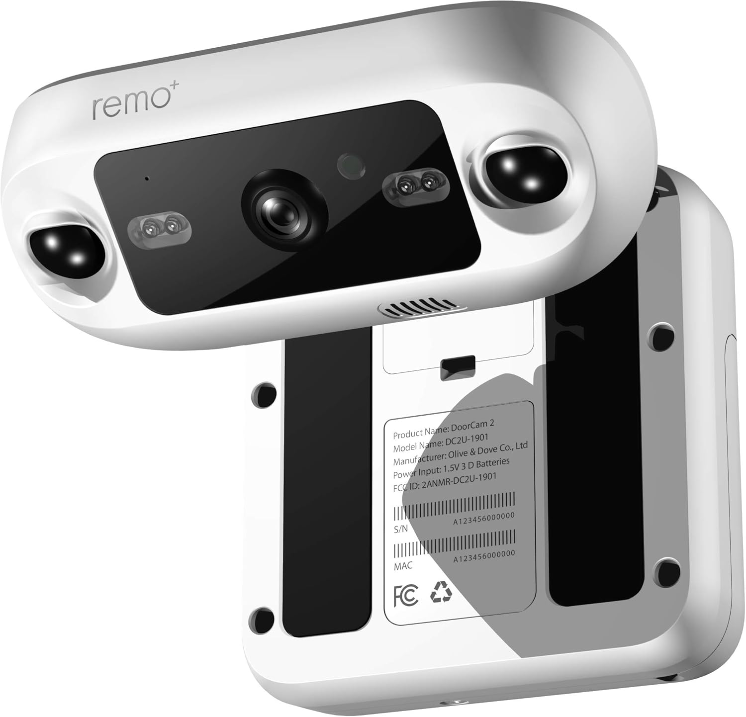 Remo+ DoorCam 2 Wireless Over-The-Door Smart Security Camera with 1080p HD Video, Motion Sensor, 2-Way Talk, and Alexa Enabled (No Monthly Fees) (Free Cloud Storage), Dark Grey