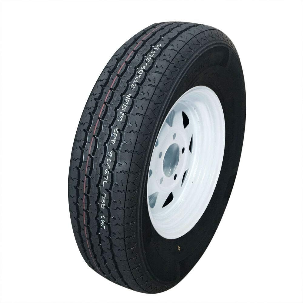 Motorhot 13" Trailer Tire & Rim ST175/80R13 Trailer Tires Load C 5 Lug White Spoke Pack of 2
