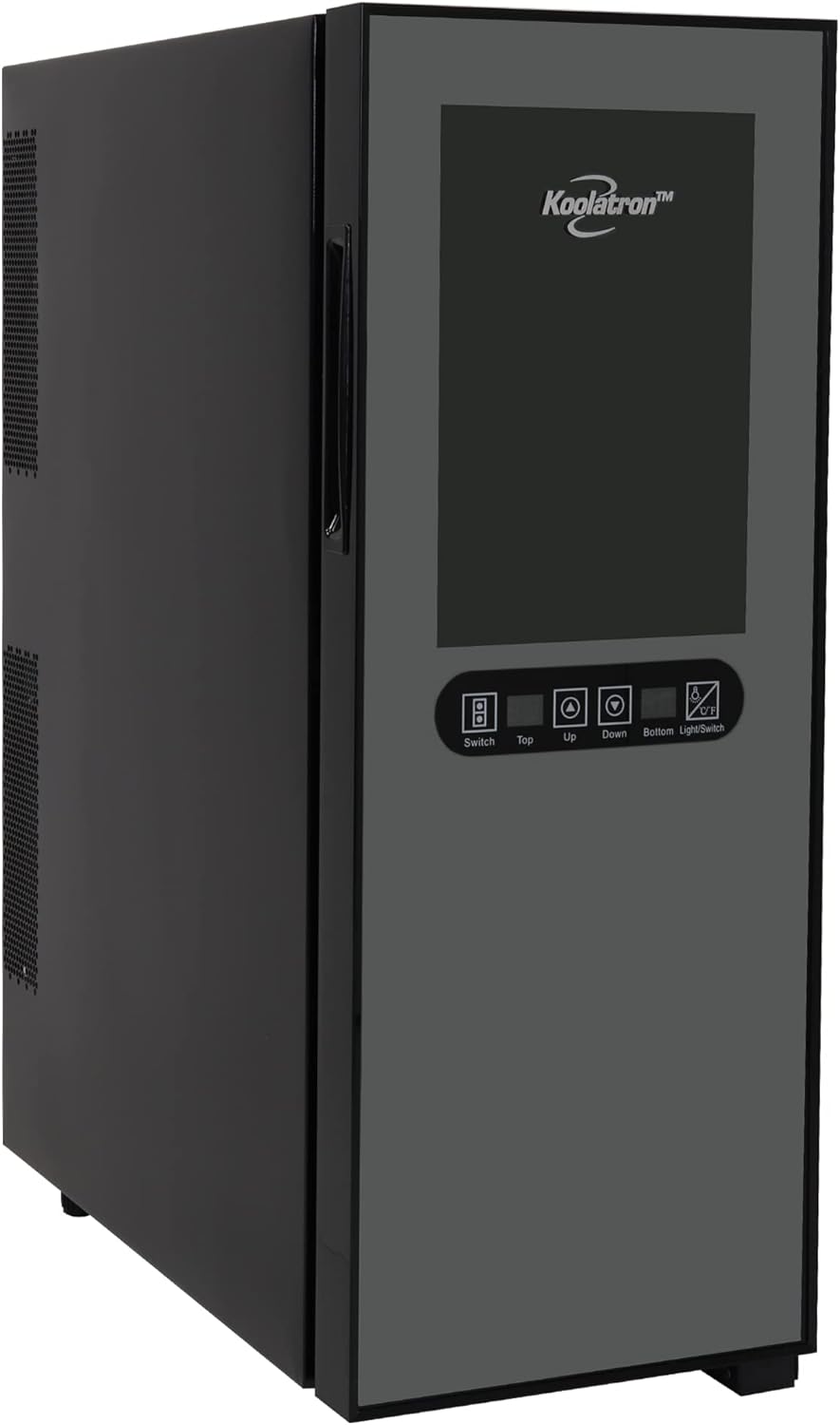Koolatron 12 Bottle Dual Zone Wine Cooler, Black, Thermoelectric Wine Fridge, 1.2 cu. ft. (33L), Freestanding Wine Cellar, Red, White, Sparkling Wine Storage for Small Kitchen, Apartment, Condo, RV