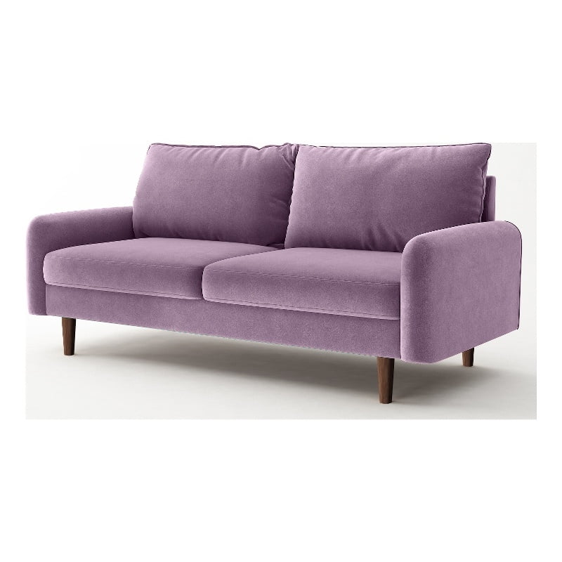 Enor Furniture Averie 69" Upholstered Modern Velvet Sofa in Purple