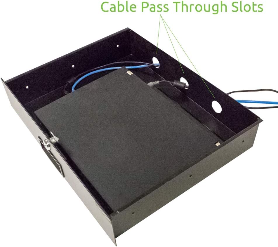 NavePoint Rack Mount Drawer for 19-Inch Server Cabinet Case Or DJ with Lock and Key 4U Black
