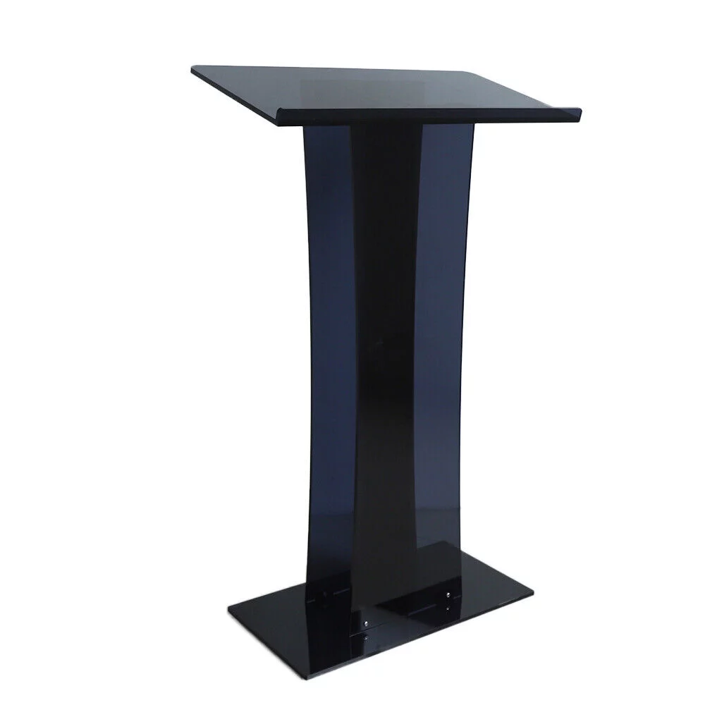 ZhdnBhnos Black Acrylic Podium Podium Stand Clear Podium Lectern Plexiglass Pulpit Presentation Table Reception Stand For Conference School Church