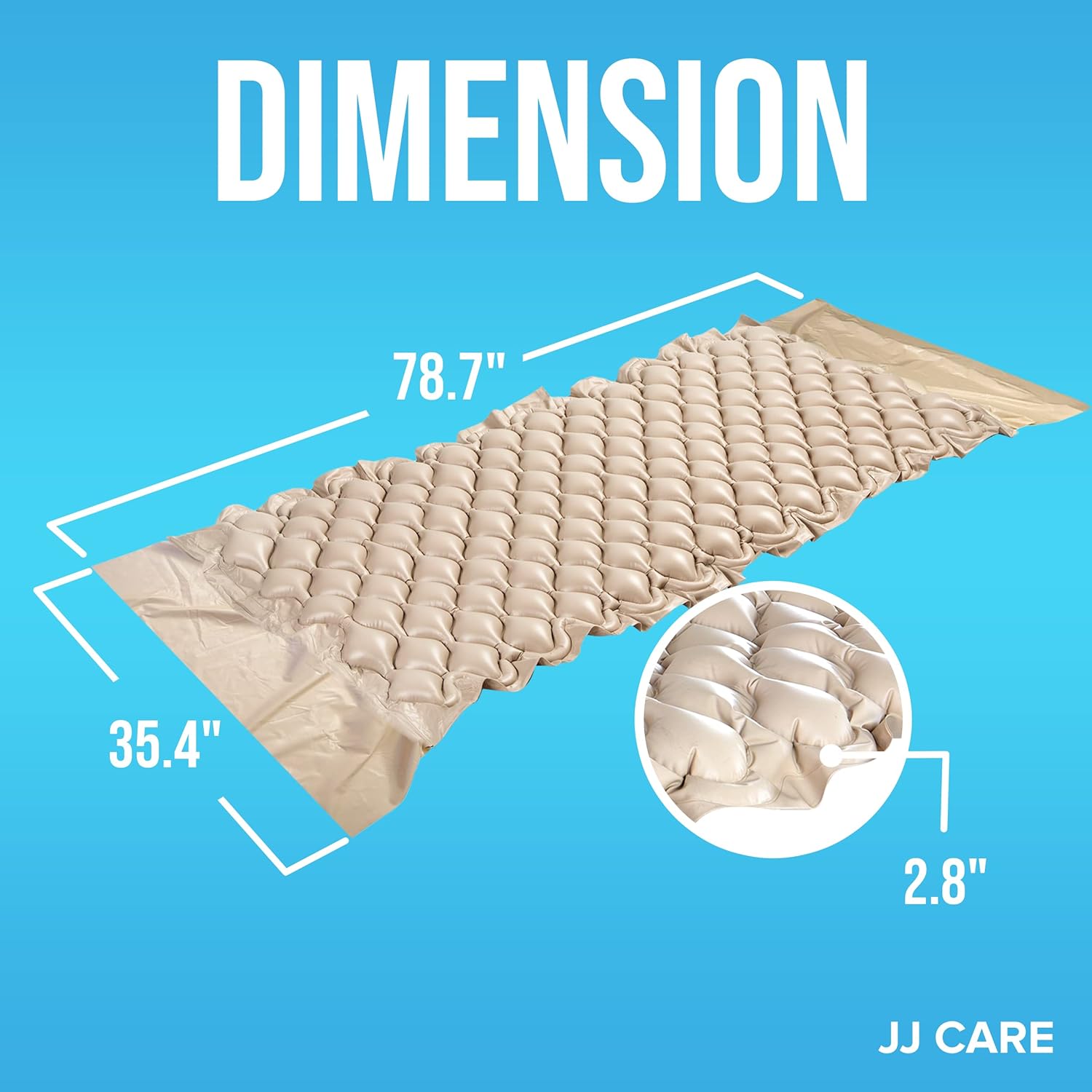 JJ CARE [Premium] Alternating Pressure Mattress for Bed Sores - Hospital Bed Air Mattress with Pump - Alternating Pressure Pad (79”x35”) Pressure Relief Mattress Topper for Home Care and Hospital Use Pack of 2