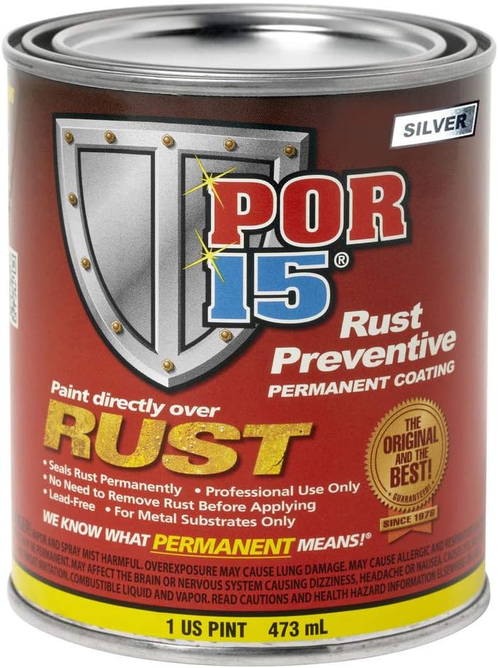 POR-15 Rust Preventive Coating- Gray - 1 pt - Stop Rust & Corrosion Permanently, Anti-Rust Non-Porous Protective Barrier Pack of 2