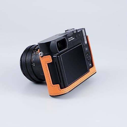 Camera Half Case for Leica Q3,SIUTATDSH Vintage Metal Genuine Leather Camera Protective Cases Stylish Portable Shockproof (BlackC)