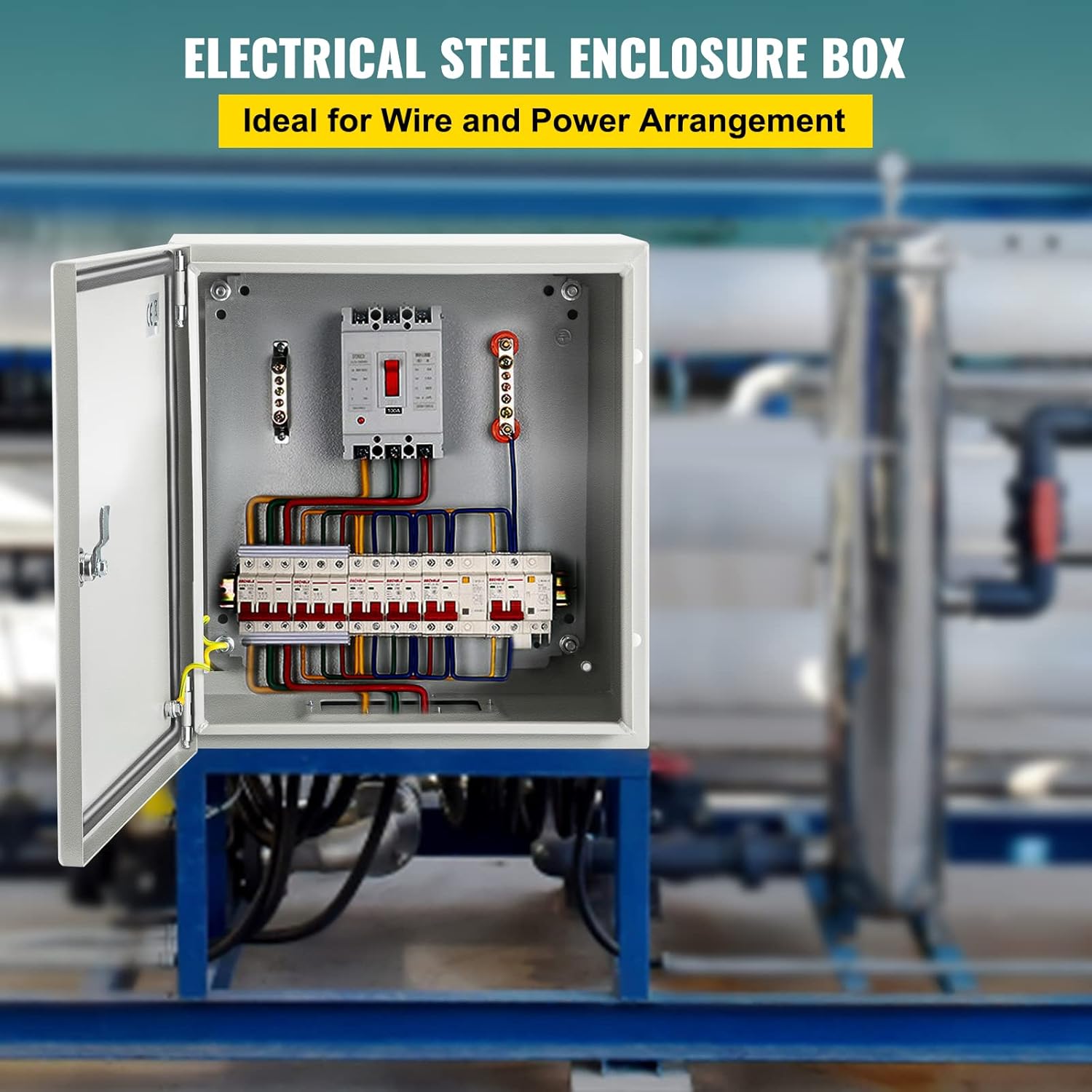 VEVOR NEMA Steel Enclosure, 12 x 10 x 6'' NEMA 4X Steel Electrical Box, IP66 Waterproof & Dustproof, Outdoor/Indoor Electrical Junction Box, with Mounting Plate