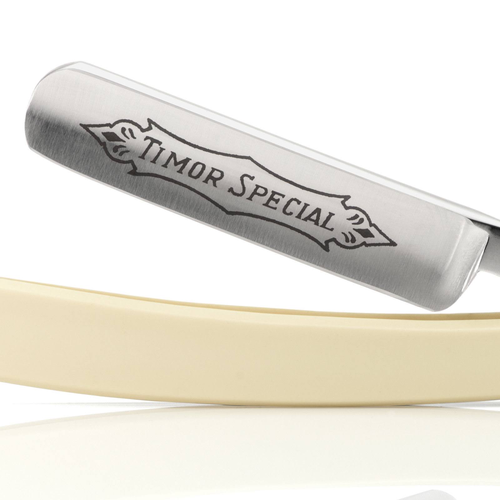 Timor Straight Razor, Carbon Steel Blade 1.6cm , Ivory Plastic Handle | Handcrafted in Solingen (Germany)