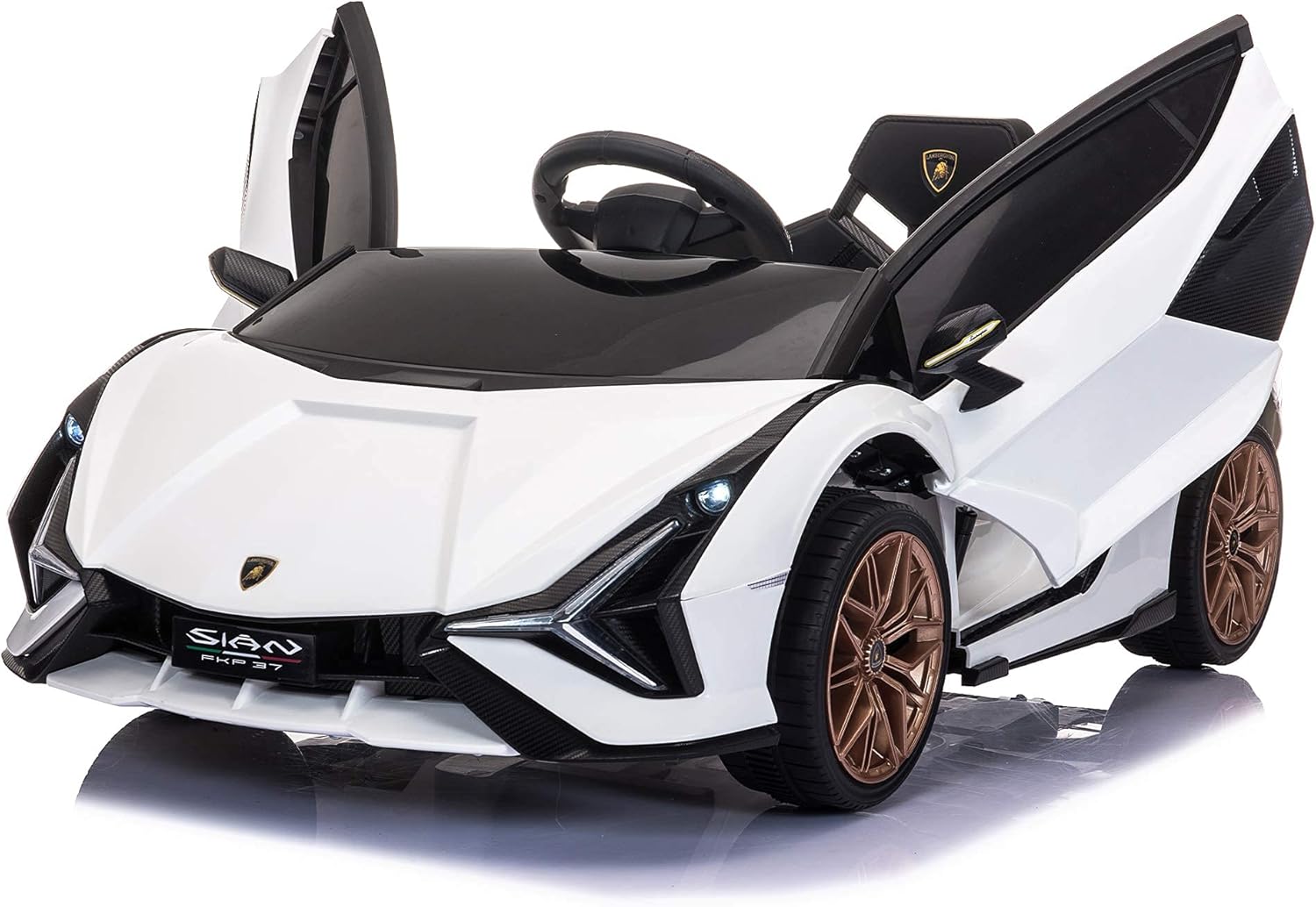 TOBBI 12V Electric Ride On Car for Kids, Licensed Lamborghini Sian Battery Powered Motorized Vehicles w/ Parent Remote Control, LED Lights Horn, Red