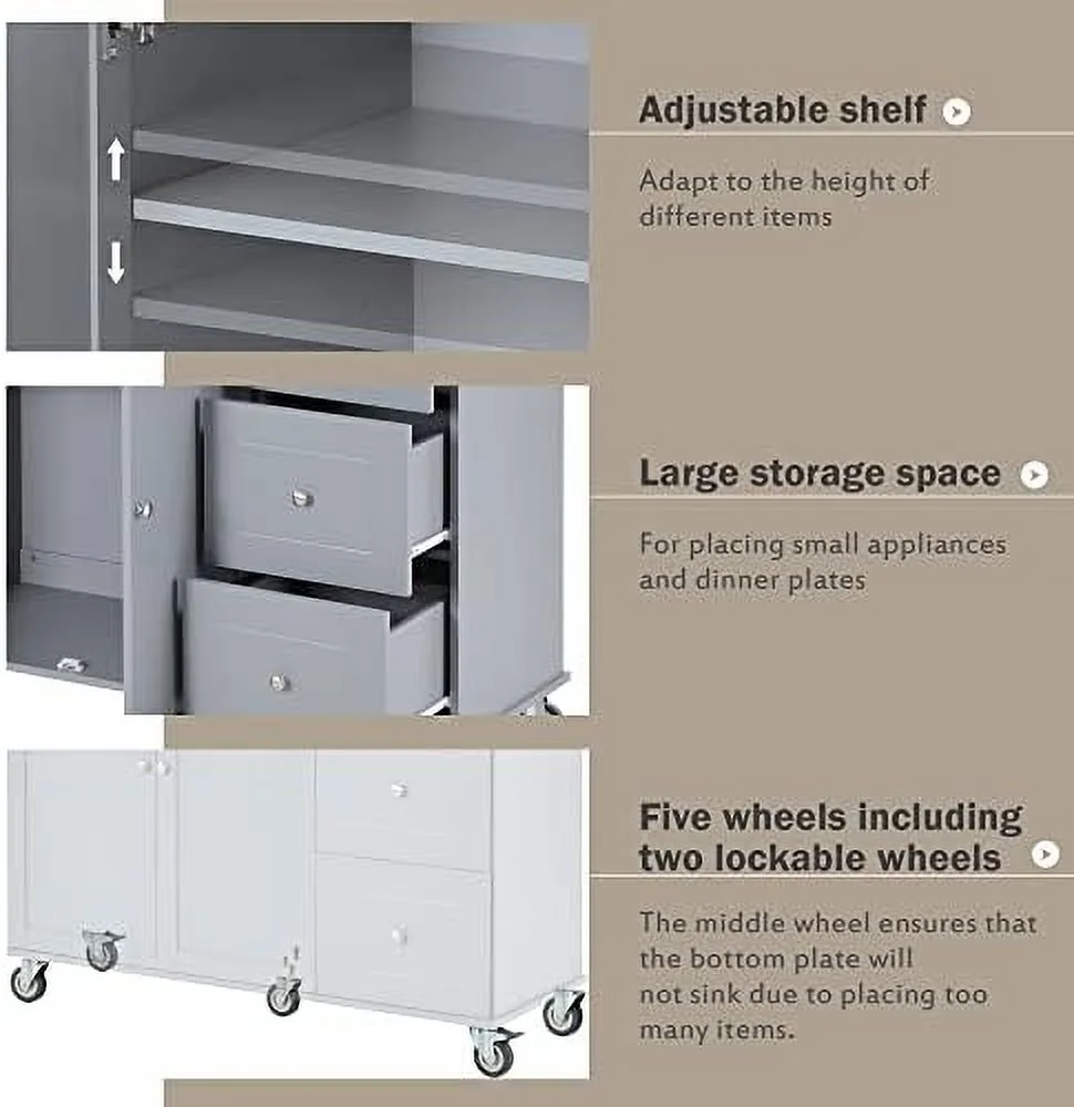 Rolling Kitchen Island Cart on Wheels with Drop Leaf and 3 Drawers  Mobile Portable Kitchen Island Table with  Cabinet  Towel and Spice Rack  for Living Room Dinning Room (Black) - Curated Treasures Market