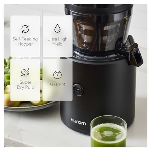 Hurom H320 Slow Juicer | Ultra Low Pulp | Hands-Free | Hopper Fits Whole Produce | Quiet Motor | BPA Free | Easy Assembly | Cold Press Masticating Juicer