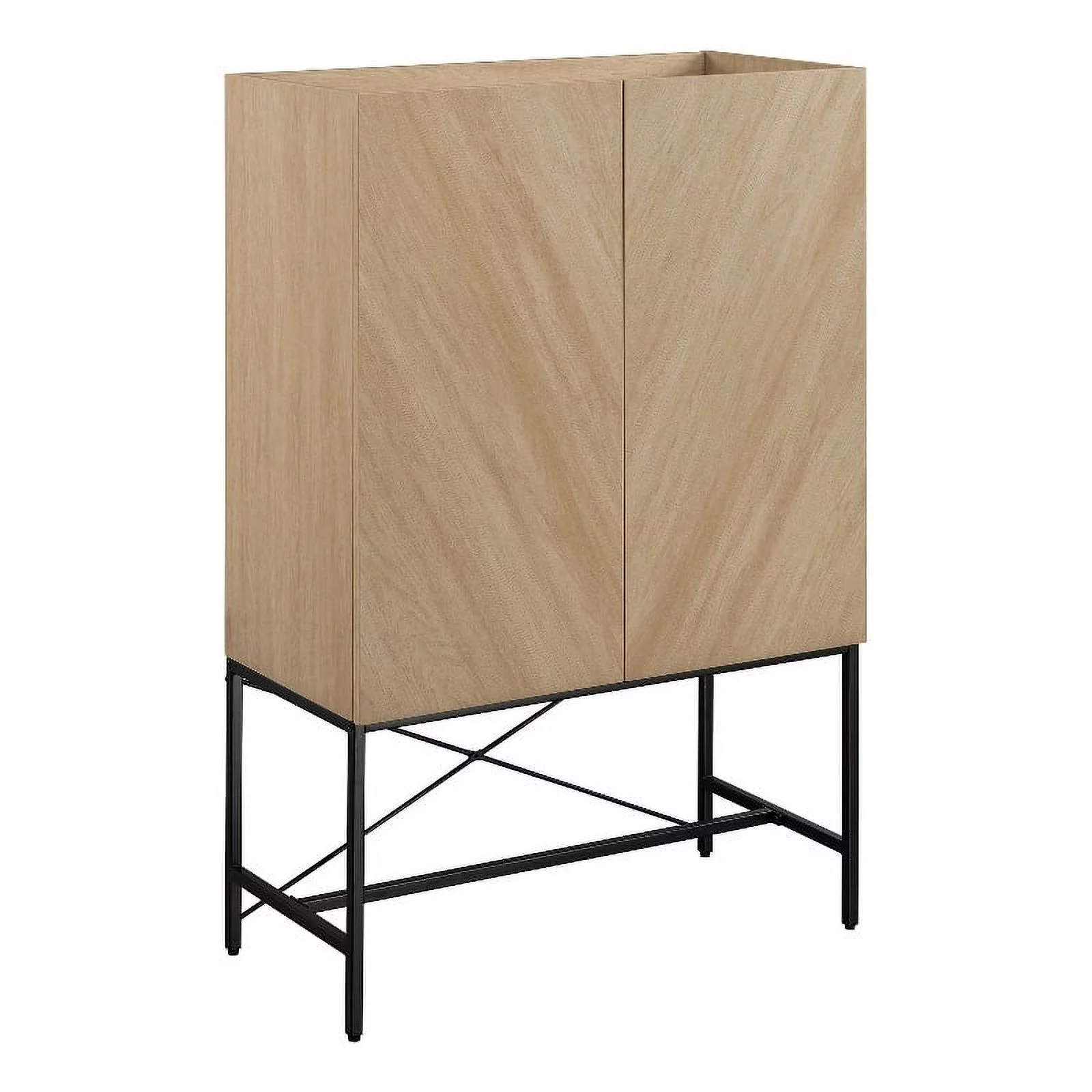 Contemporary 2-Door Wood Accent Cabinet with Inset Top - Coastal Oak - Curated Treasures Market