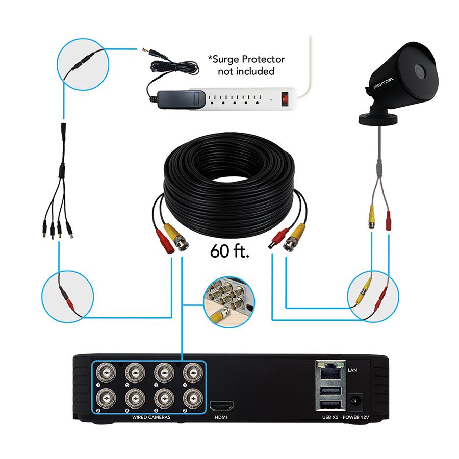 Night Owl 8 Channel 1080p Wired DVR, 6 Wired Cameras u0026 1TB HDD