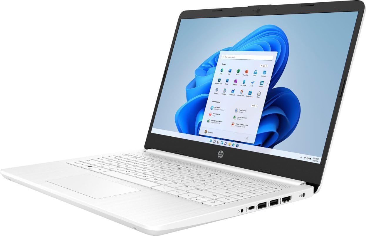HP Stream 14-inch HD Display Laptop, Intel Celeron N4020, 8GB RAM, 64 GB Storage, Windows 11 Home, Thin & Portable, 4K Graphics, One Year of Microsoft 365, Snowflake White