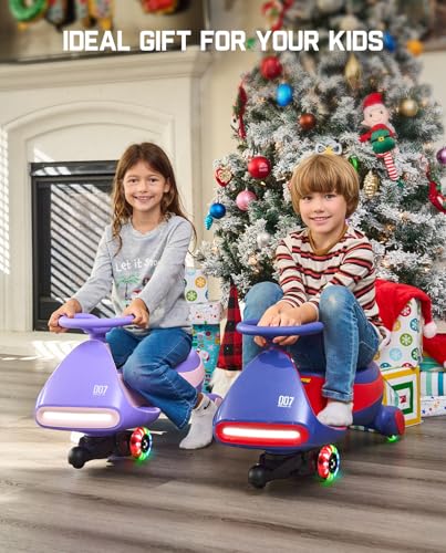 FanttikRide 12V N7 Pro Electric Wiggle Car with Pedal, Rechargeable Battery, CyberWiggle, 2 in 1 Swing Car, 2 Speed, Anti-Rollover, Flashing Wheels, Bluetooth, for Ages 3 and Up, 150 Lbs, Blue