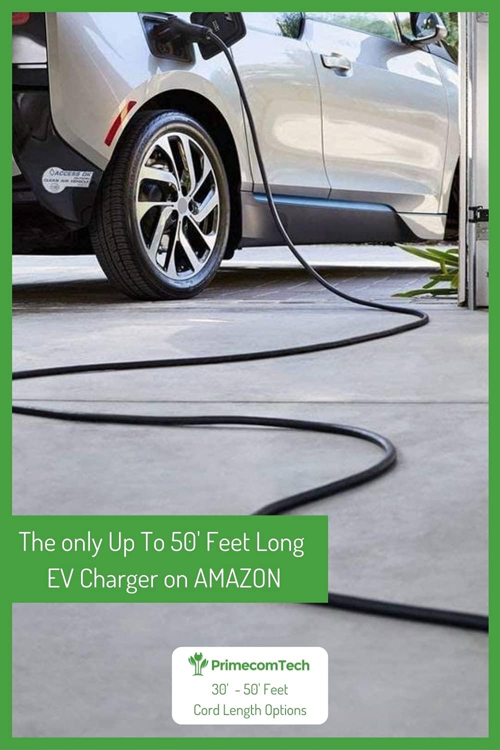 PRIMECOM Level 2 Electric Vehicle (EV) Charger (220V / 240Volt, 16Amp) Portable EVSE Smart Electric Car Charger, 30 Feet (14-30P Charger)