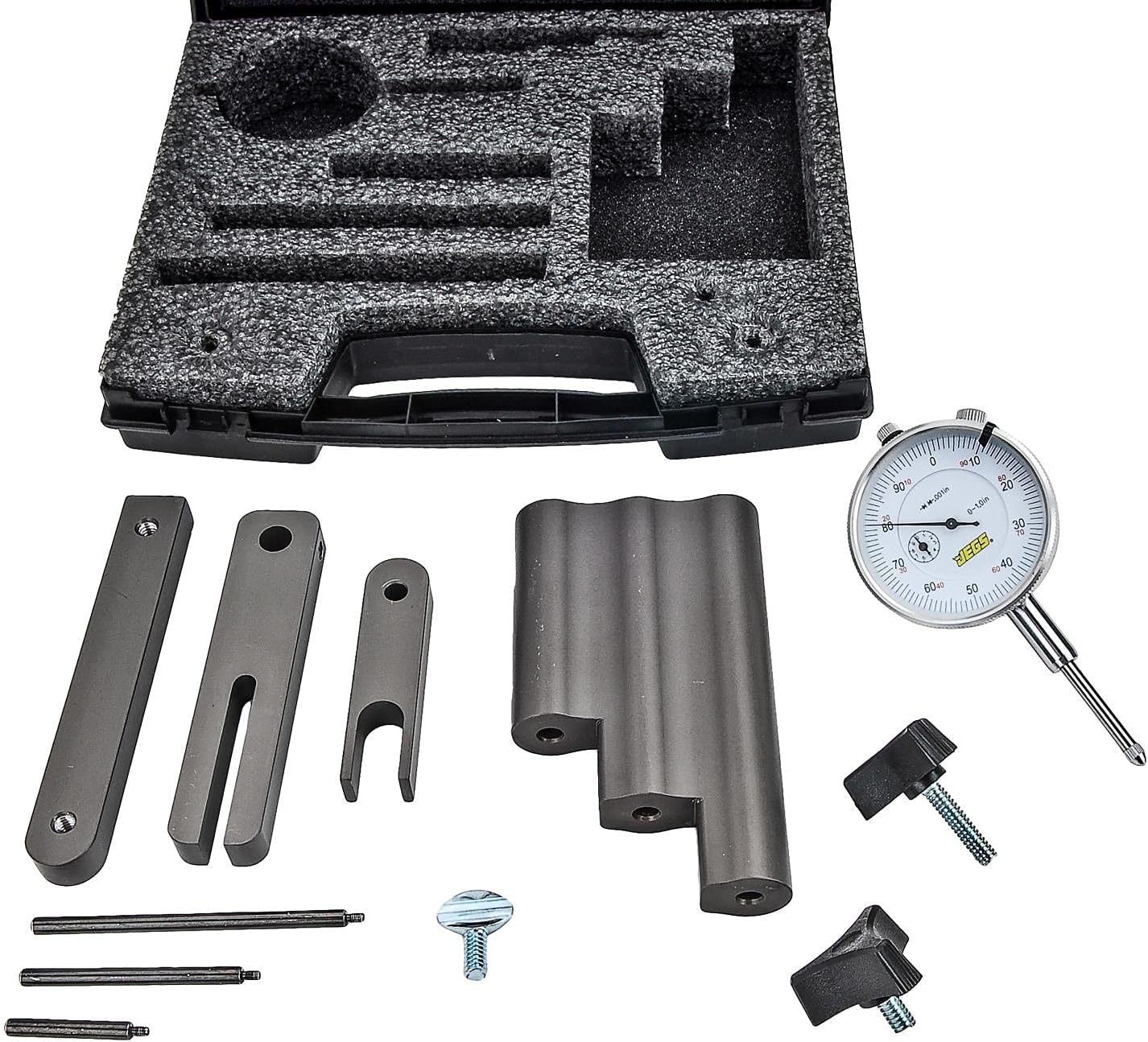 JEGS Ring & Pinion Setup Tool Kit | Made in USA | Hard Anodized Aluminum Components | Includes Dial Indicator, Laminated Instructions, Storage Case, and 3 Indicator Extensions