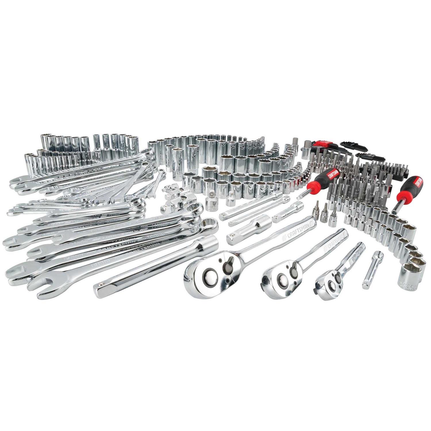 Craftsman 1/4 3/8 and 1/2 in. Drive Metric and SAE 6 and 12 Point Mechanic's Tool Set 308 pc - Shop Hardware Tools Online Store