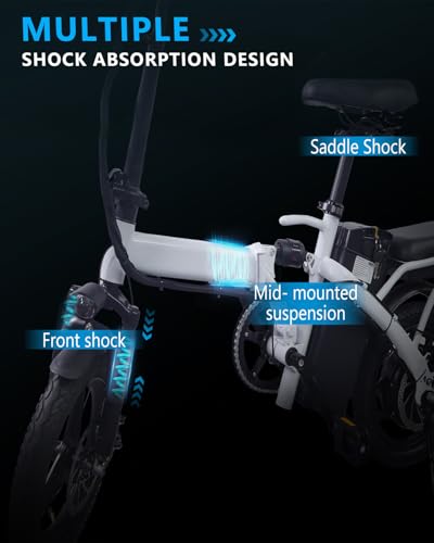 Electric Bike for Adults, Ebike, Electric Bicycle with 576WH Removable Battery,14"/20" Folding Ebike, 20MPH,20+ Miles(MAX),500W High Motor,Multi-Shock Absorption,UL 2849,Commuting Mini E Bikes