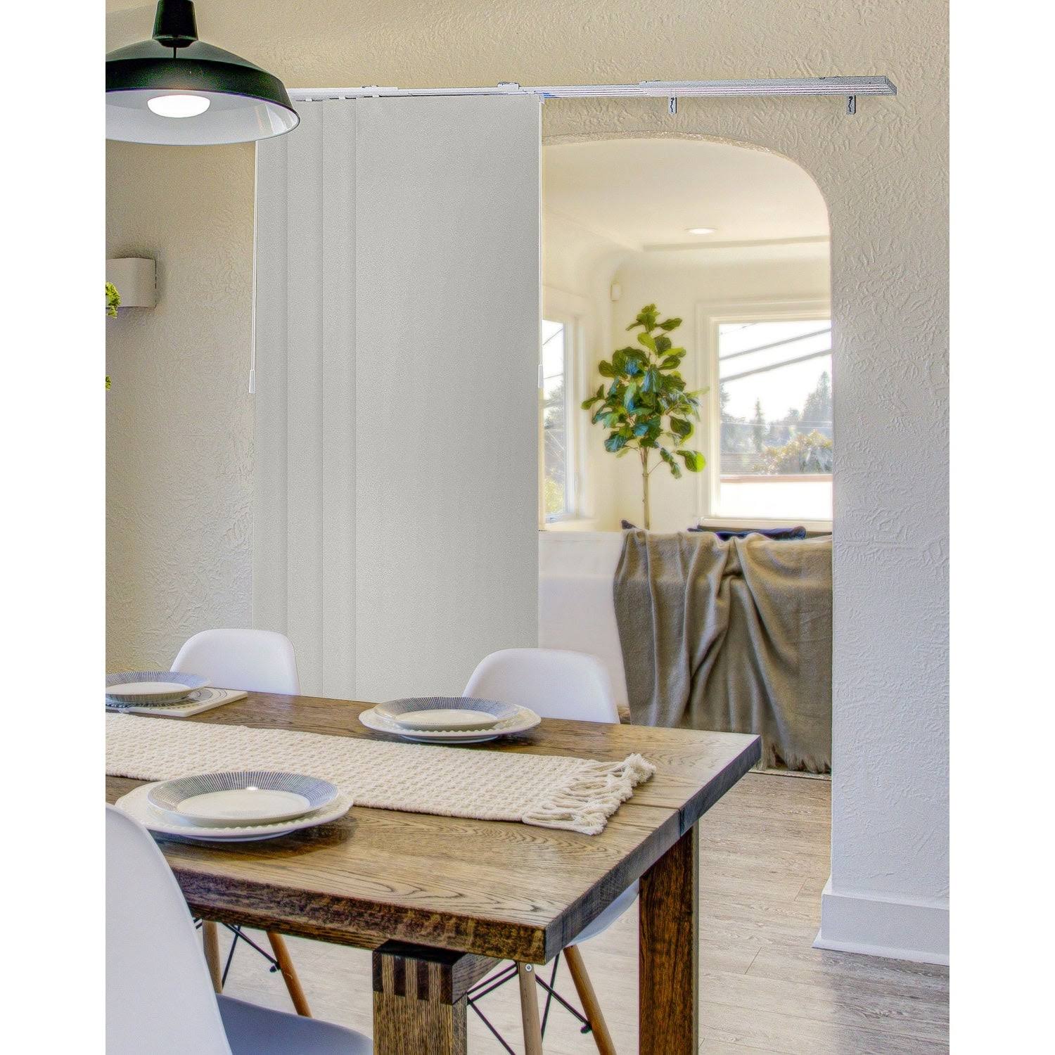 Chicology Blackout Adjustable Sliding Panel Track Blind, Up to 86 inchw x 96 inchh, Movie Night Ivory