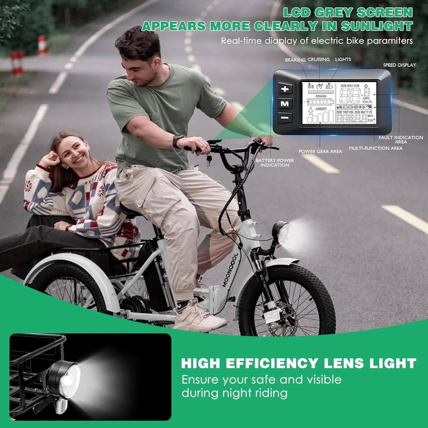 ABORON Folding Electric Tricycle for Adults, 48V Motor 20" Fat Tire 3 Wheel Electric Bike, 1 Speed Foldable Adult Electric Tricycle with 48V 14.5AH Removable Battery,Home, Travel, Off-Road