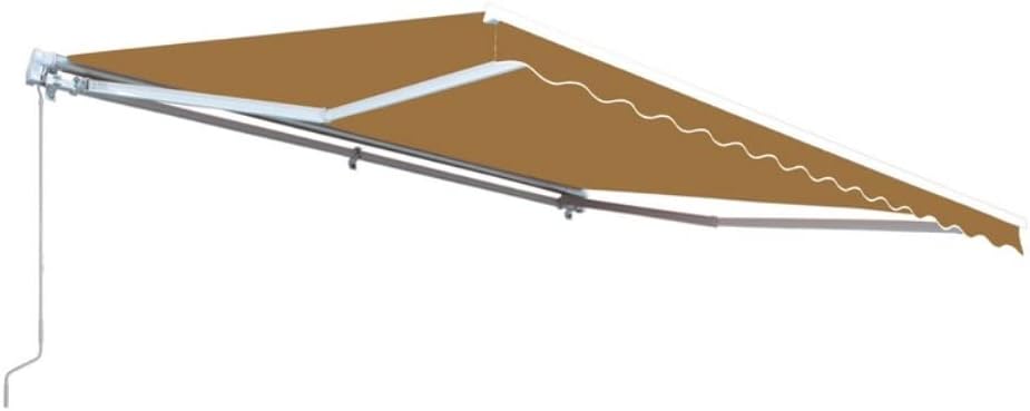 ALEKO Retractable 13x10 Feet Manual White Frame Patio Awning - 100% Polyester Canopy, Cover, Sun Shade, Shelter for Yard, Deck, Balcony - UV Protection &ndash; Black - AW13X10BK81