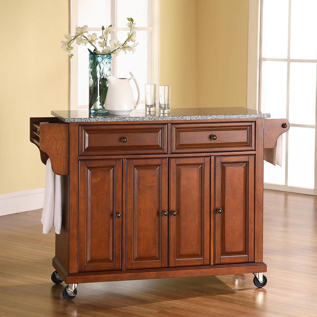 Crosley Kitchen Cart with Granite Top, Classic Cherry