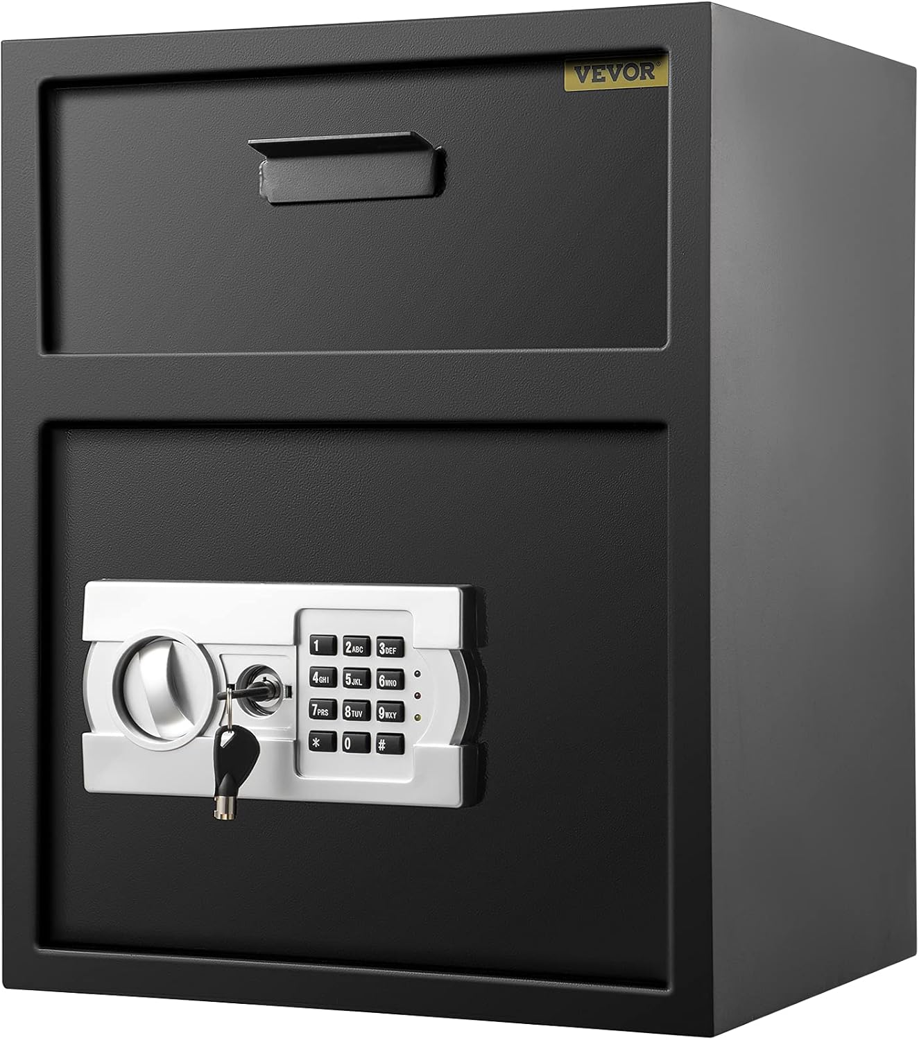 VEVOR Digital Depository Safe 1.7 Cubic Feet Made of Carbon Steel Electronic Code Lock Depository Safe with Deposit Slot with Two Emergency Keys Depository Box for Home Hotel Restaurant and Office
