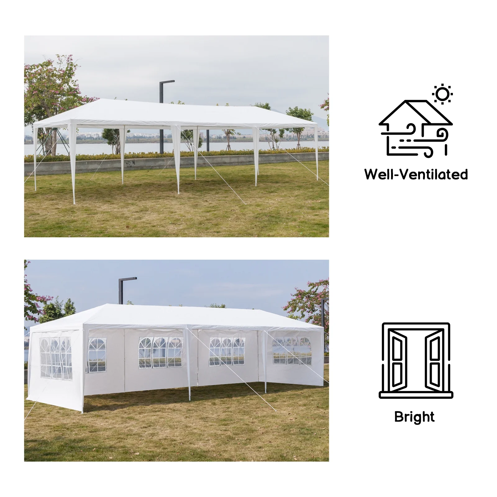 Zimtown 10x30ft Party Patio Tent Canopy Gazebo Pavilion Event Canopies(8 sides)