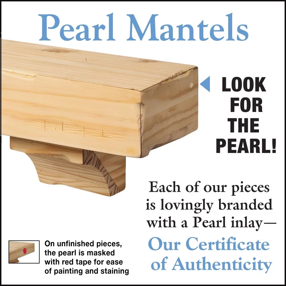 Pearl Mantels Shenandoah Hand Distressed and Hand Finished Premium Pine Wood Mantel Shelf, Unfinished, Paint and Stain Grade, 72"L & 9"D, Versatile Hanging Choices, with or without Corbels (Included)
