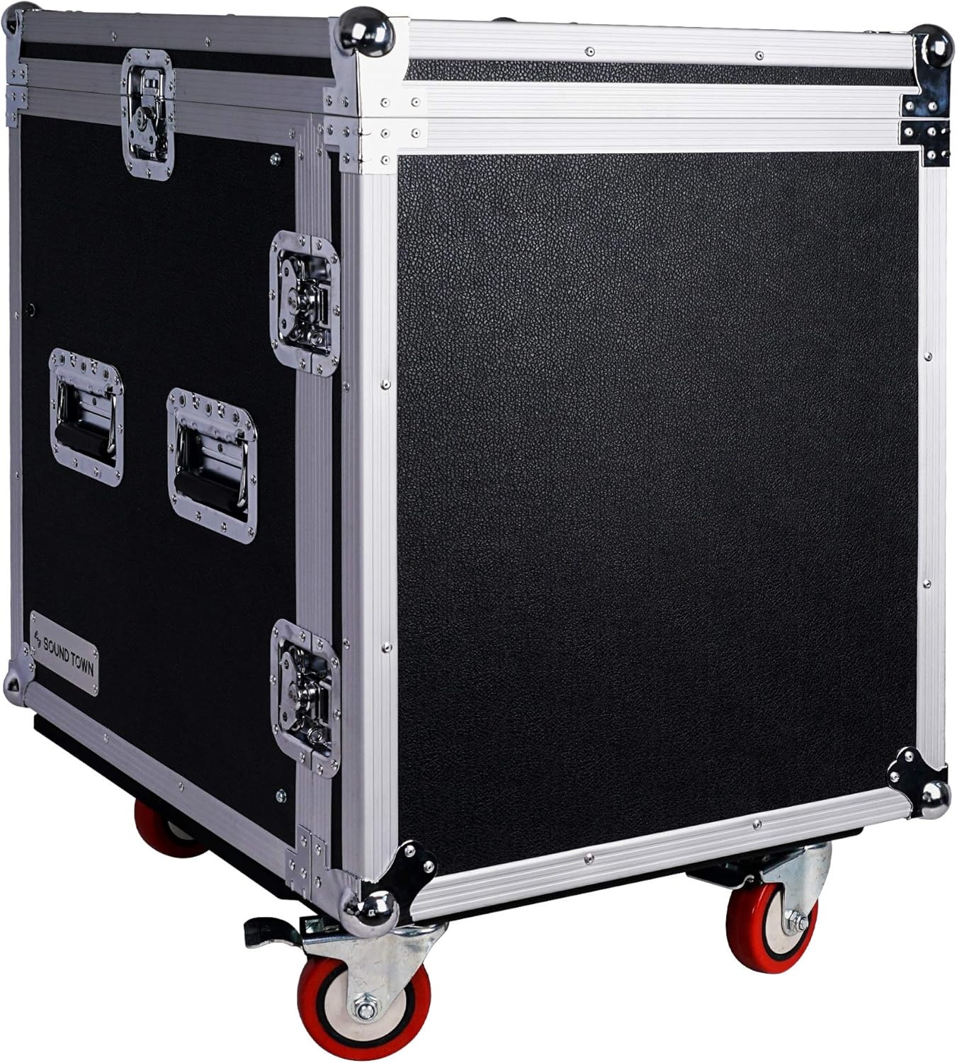 Sound Town 14U PA DJ Rack/Road ATA Case with 11U Slant Mixer Top, 20���� Rackable Depth, DJ Work Table and Casters, 14 Space Size, Pro Tour Grade (STMR-14UWT)