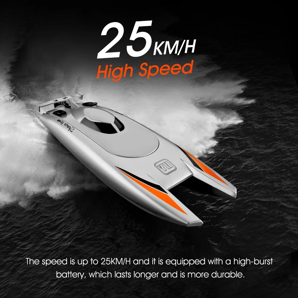 RC Boats for Kids Adult 25KM/H High Speed Racing Boat 2 Channels Remote Control Boats for Pools Racing Boat