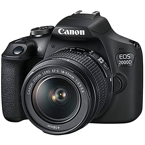 Canon EOS 2000D / Rebel T7 DSLR Camera with EF-S 18-55mm + EF 75-300mm Daul Lens + SanDisk 64GB Memory Card + Tripod + Case + Wideangle Lenses + ZeeTech Accessory Bundle (21pc Bundle) (Renewed)